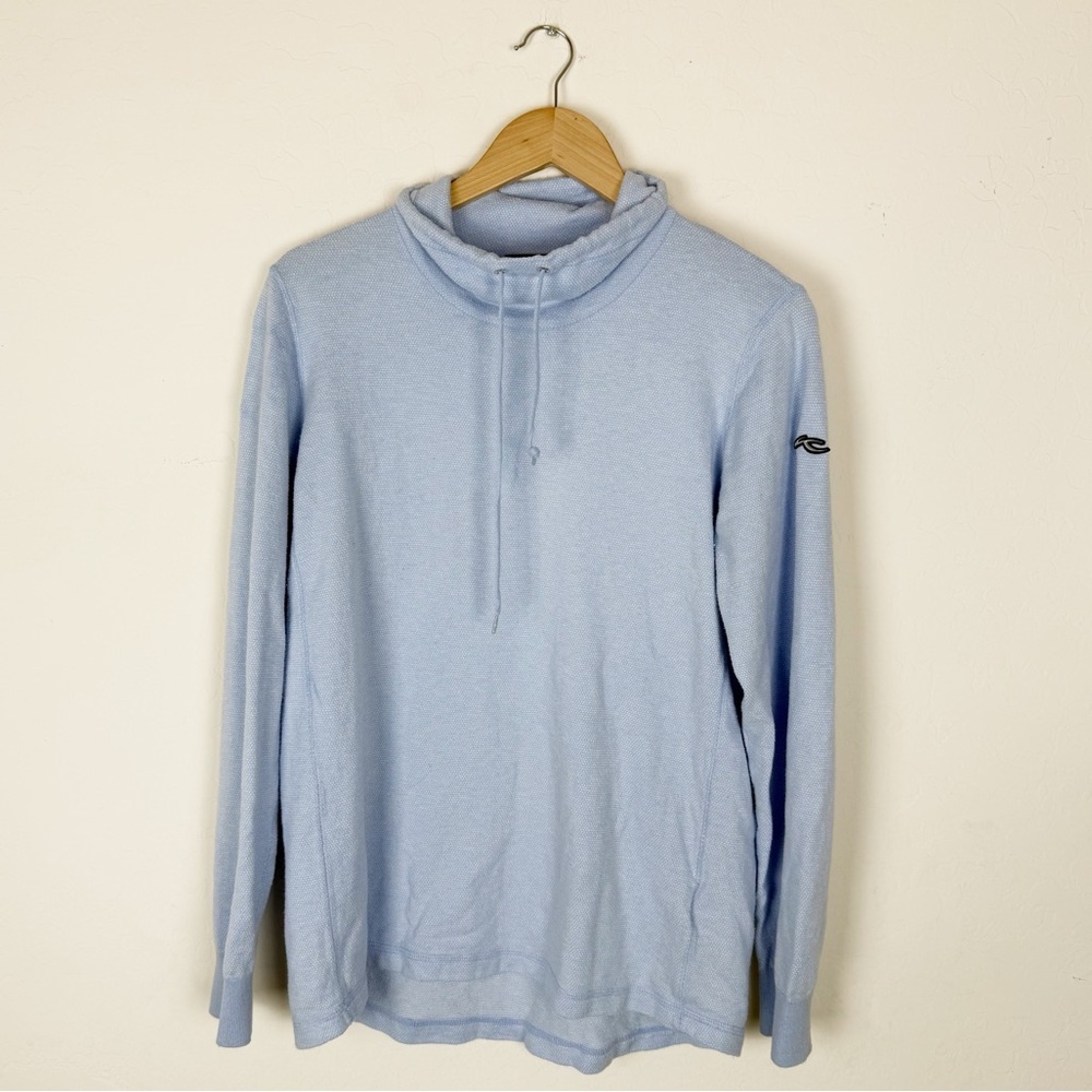 KJUS Cowl Neck Kessy Sweater Light Blue Cotton Cashmere Blend Pullover